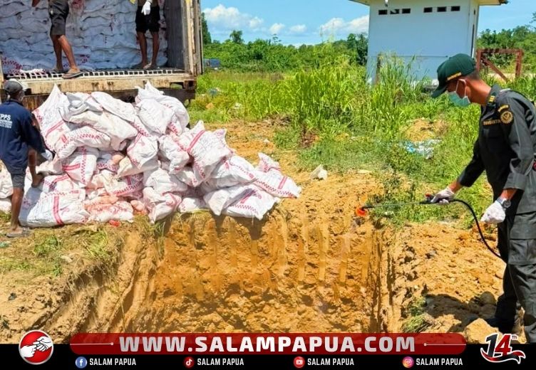 Barantin Papua Tengah Cegah Produk Tak Layak Beredar, 14,5 Ton Daging Ayam Busuk Dimusnahkan