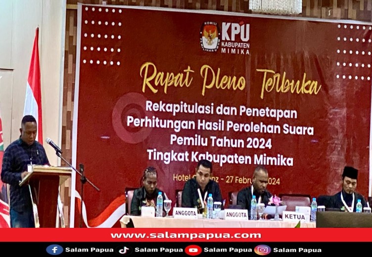 Pleno Rekapitulasi Tingkat Kabupaten Pemilu 2024, Berikut Urutan Perolehan Suara Di Mimika Barat Jauh