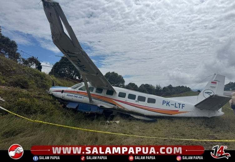 Pesawat Caravan Asian One Air Tergelincir Di Bandara Bilorai, Dua Anggota TNI Luka-luka