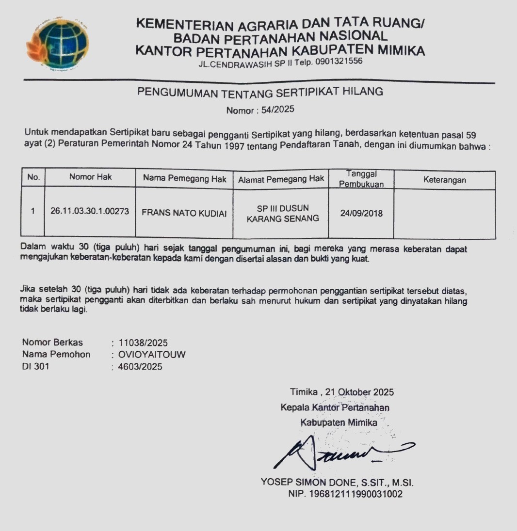 Iklan FRANS NATO KUDIAI