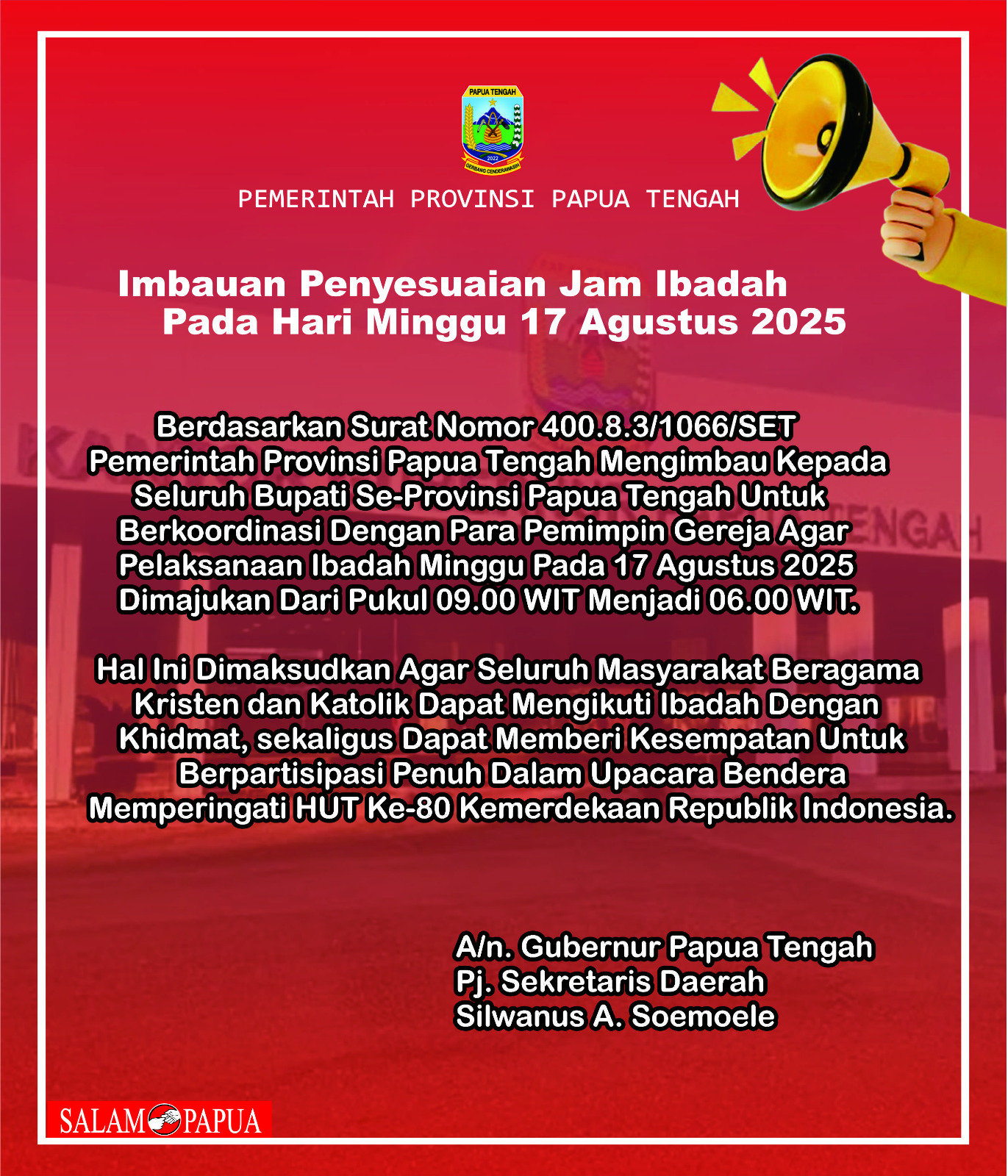 Iklan Imbauan Pemprov Papua Tengah