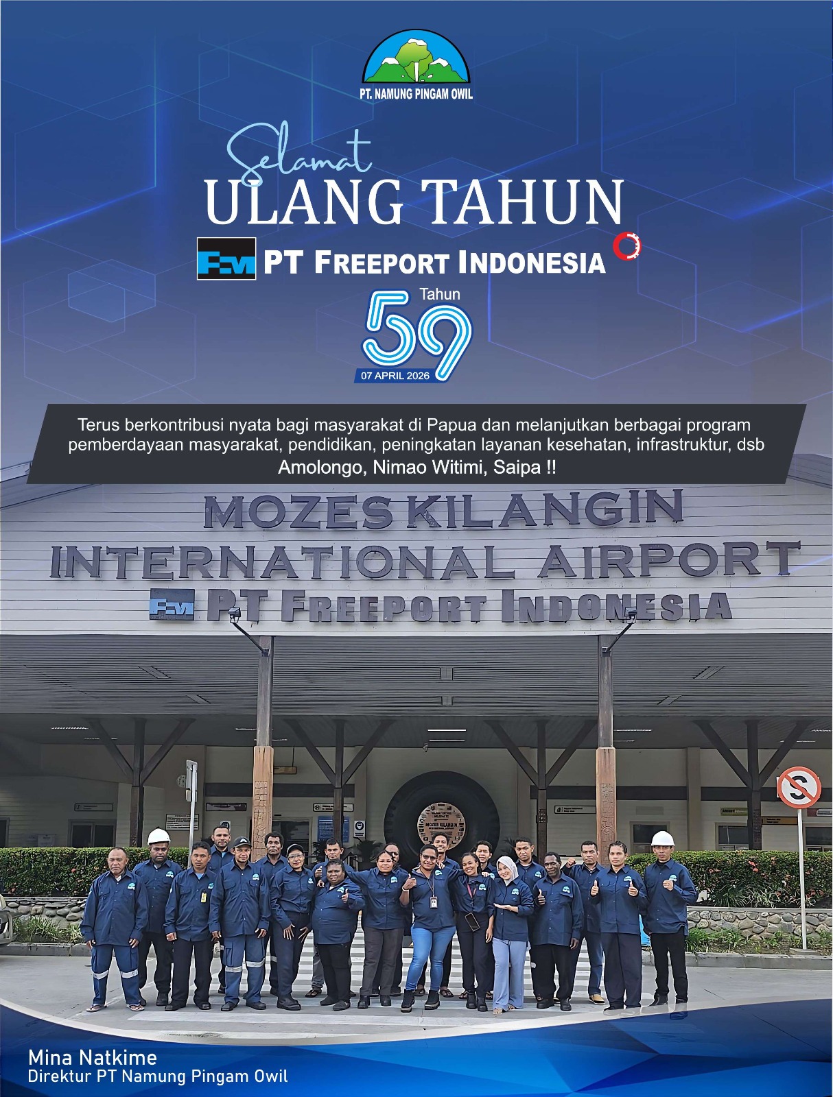 Iklan HUT PTFI Dari PT Namung Pingam Owil