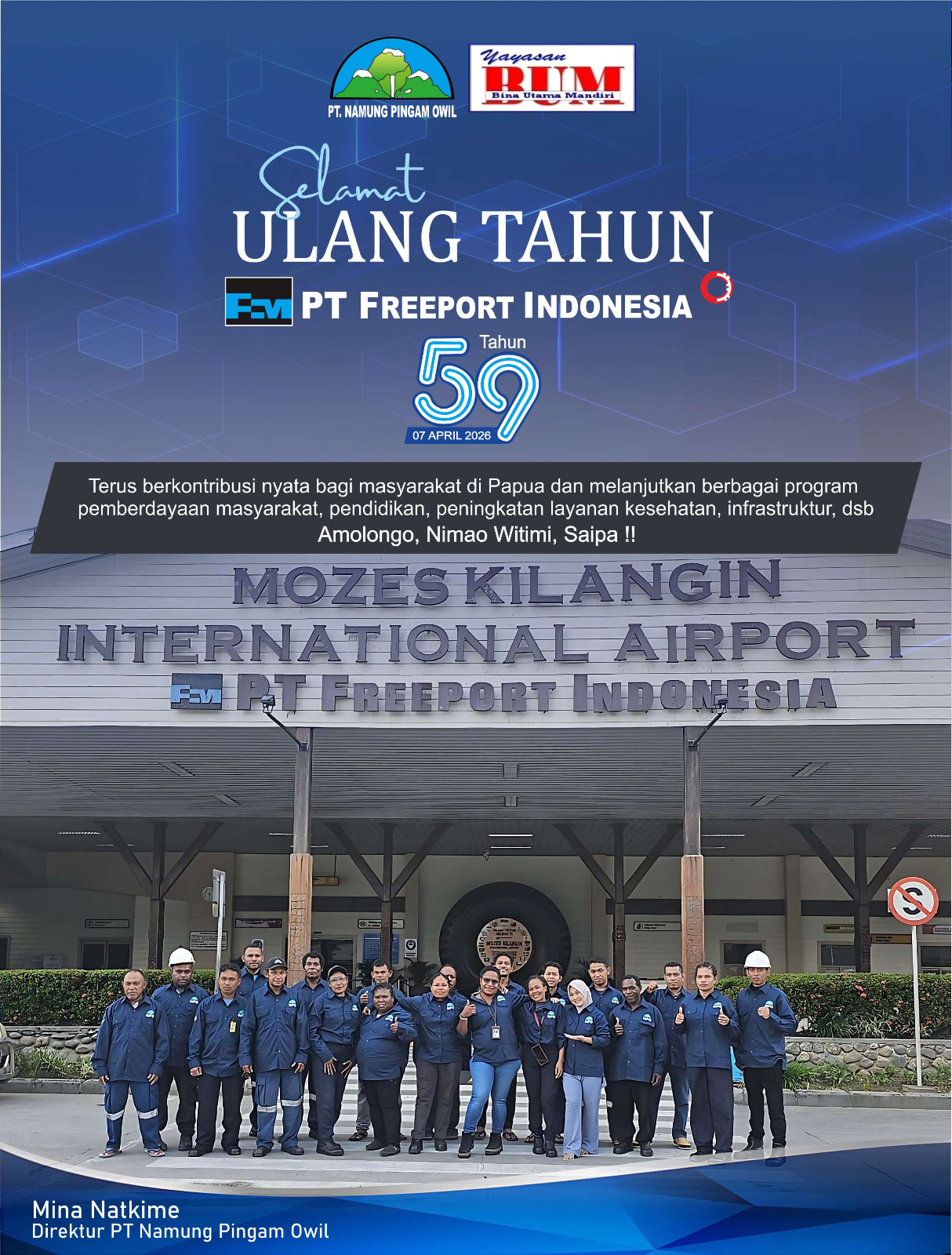 Iklan HUT PTFI Dari PT Namung Pingam Owil