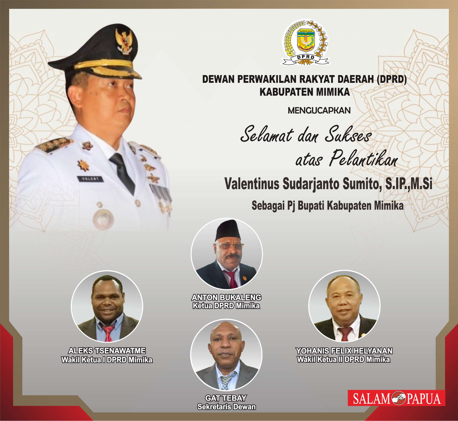 Iklan Ucapan Selamat Pj Bupati Dari Tim DPRD