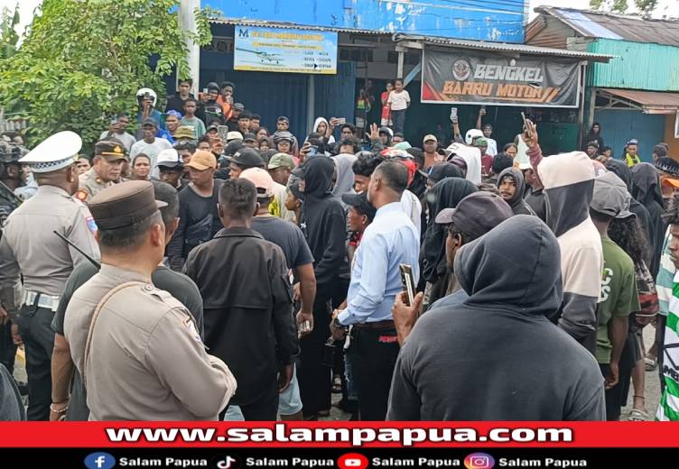 Satu Pleton Brimob Dikerahkan Redam Aksi Pemalangan Jalan Ahmad Yani Timika