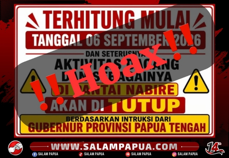 Hoax, Berita Gubernur Papua Tengah Larang Aktivitas Dagang Di Pantai Nabire Tidak Benar