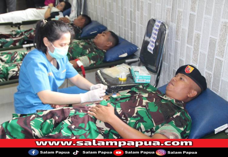 Jelang HUT Ke-80 TNI, Denkav 3/SC Timika Gelar Donor Darah
