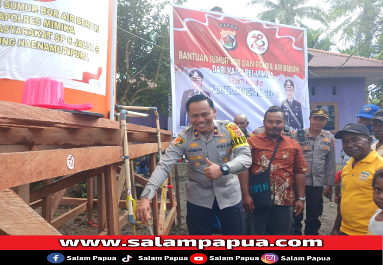 Polres Mimika Bangun Sumur Bor Untuk Masyarakat SP 6