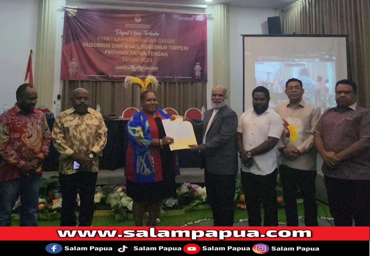 KPU Tetapkan Meki Nawipa-Deinas Geley Sebagai Gubernur Dan Wakil Gubernur Provinsi Papua Tengah Terpilih