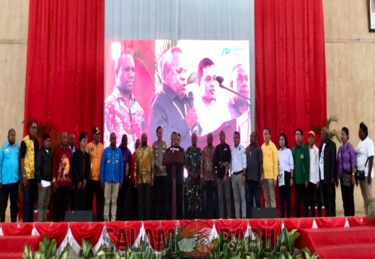 Bupati, Forkopimda Dan Parpol Di Kabupaten Mimika Deklarasikan Pemilu Damai 2024