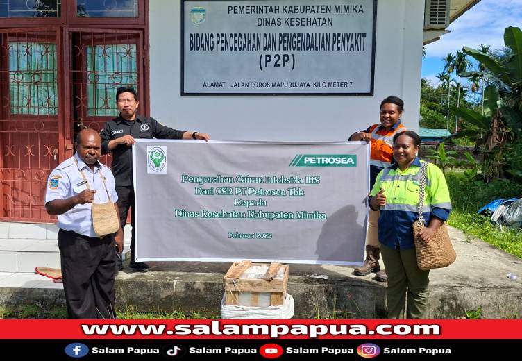 Dukung Pencegahan Malaria, PT Petrosea Tbk Serahkan Bantuan Cairan IRS Kepada Dinkes Mimika