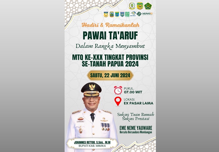 Besok Sabtu Akan Digelar Pawai Ta'aruf Sebelum MTQ XXX Se-Tanah Papua Di Mimika