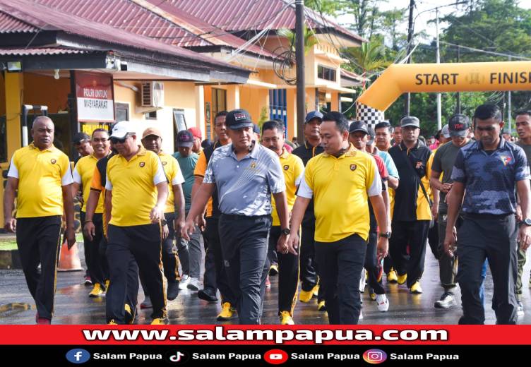 Sinergi TNI-Polri, Ratusan Anggota Kodim 1710/Mimika Ikuti Olahraga Bersama Jelang HUT Bhayangkara Ke-79