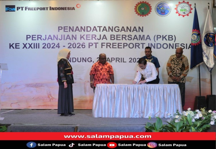 Disaksikan Menaker, Freeport Indonesia Tandatangani Perjanjian Kerja Bersama Serikat Pekerja