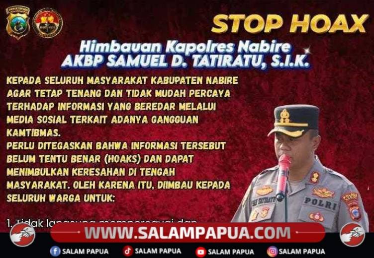 Beredar Kabar Hoaks, Berikut Respons Kapolres Nabire