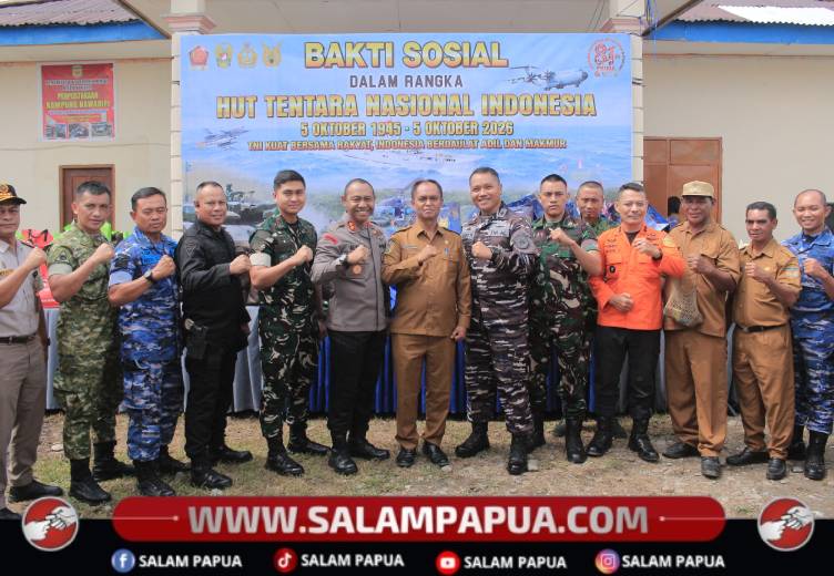 Peduli Warga, TNI Gelar Bakti Sosial Dan Bagikan Sembako Di Nawaripi