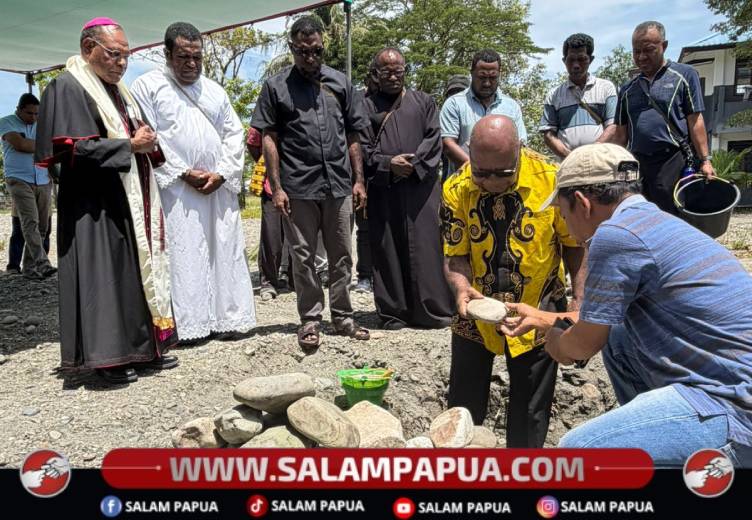 Wakil Bupati Letakkan Batu Pertama Pembangunan Wisma Unio Keuskupan Timika