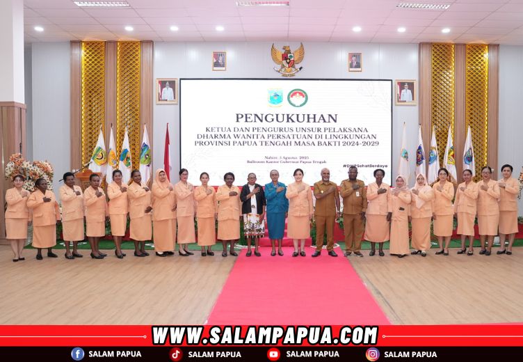 Pemprov Papua Tengah Kukuhkan Pengurus DWP 2024-2029, Wagub Deinas Geley: Bila Wanita Kuat, Kuat Pula Suatu Negara
