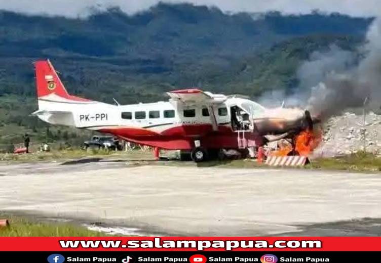 Tabrak Portal Bandara, Pesawat Amole Air PK-PPI Terbakar Di Ilaga