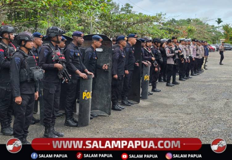 Antisipasi Demo Pasca Tewasnya Dua Siswa Magang, Ratusan Aparat Siaga Di DPRK Mimika