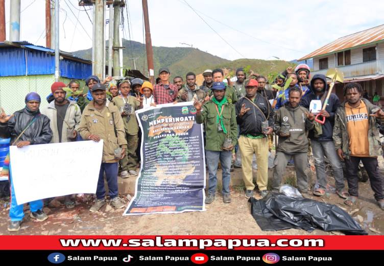 Peringati LHN, Mapala Uswim Nabire Aksi Bersih Dan Tanam Pohon Di Dogiyai