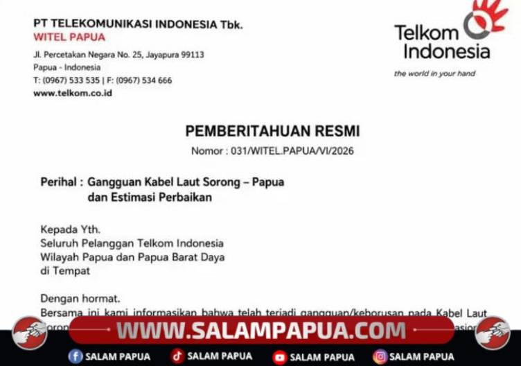 Telkom Pastikan Surat Gangguan Kabel Laut Sorong-Papua Adalah Hoaks