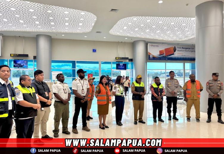 Persiapan launching penerbangan perdana subsidi angkutan udara perintis lima rute, yang dilaksanakan di Bandara Mozes Kilangin Timika, Senin (9/2/2026) (salampapua.com/Evita)